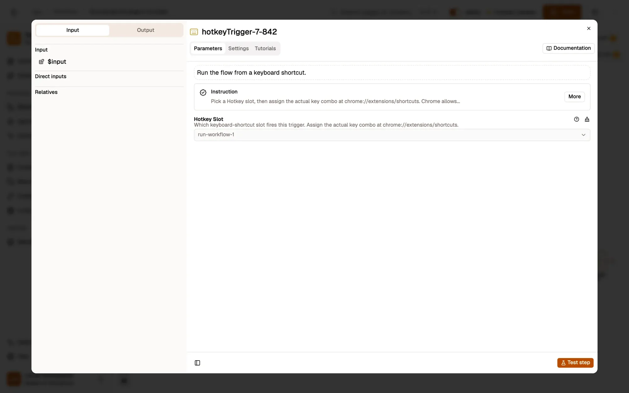 Step 2, close-up of the app: Hotkey Slot, set to the first slot, outlined.