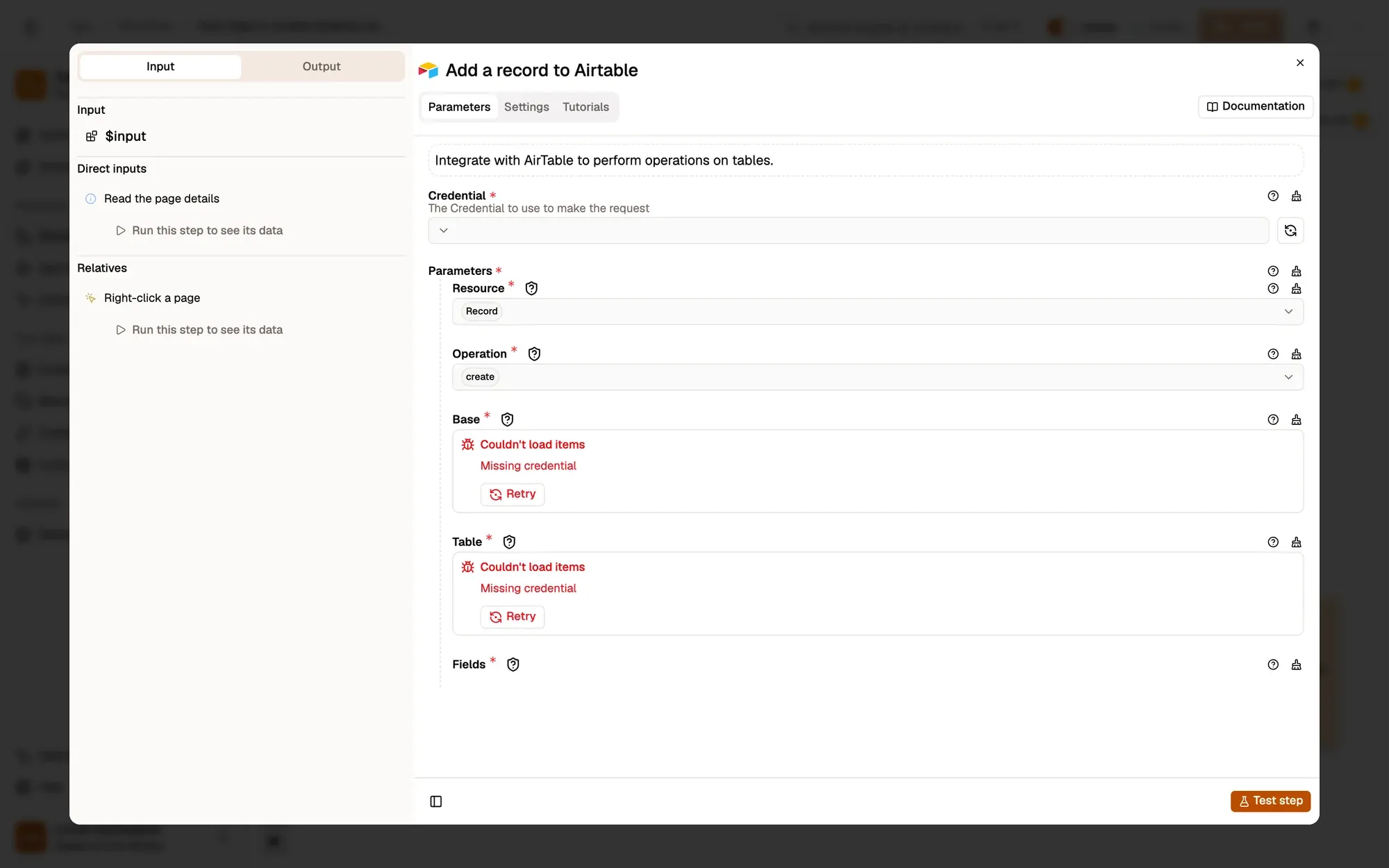 Step 3, close-up of the app: The Base field, outlined.