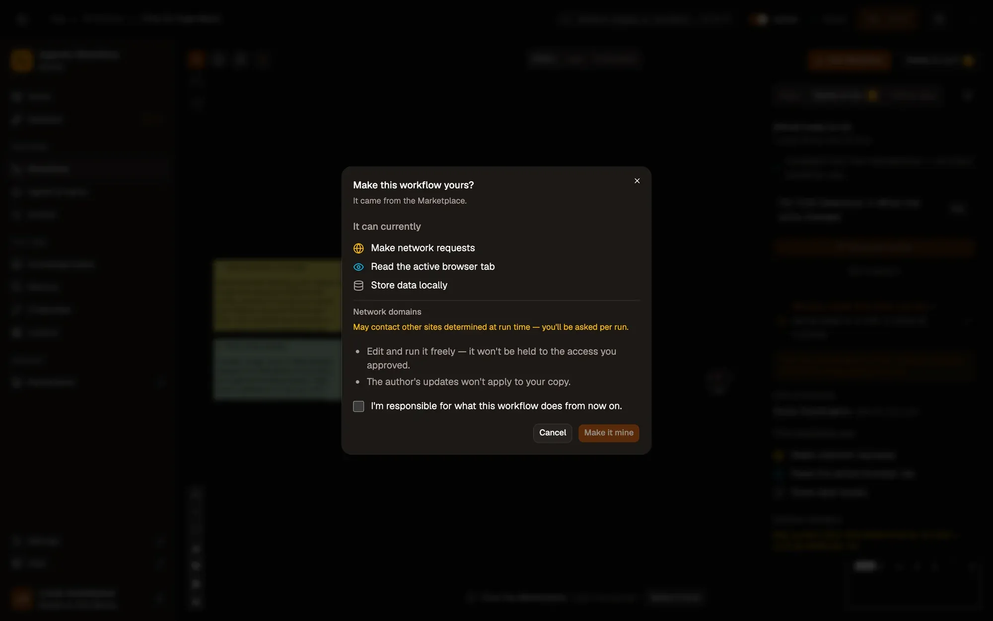 Step 1, close-up of the app: Make it mine, outlined.