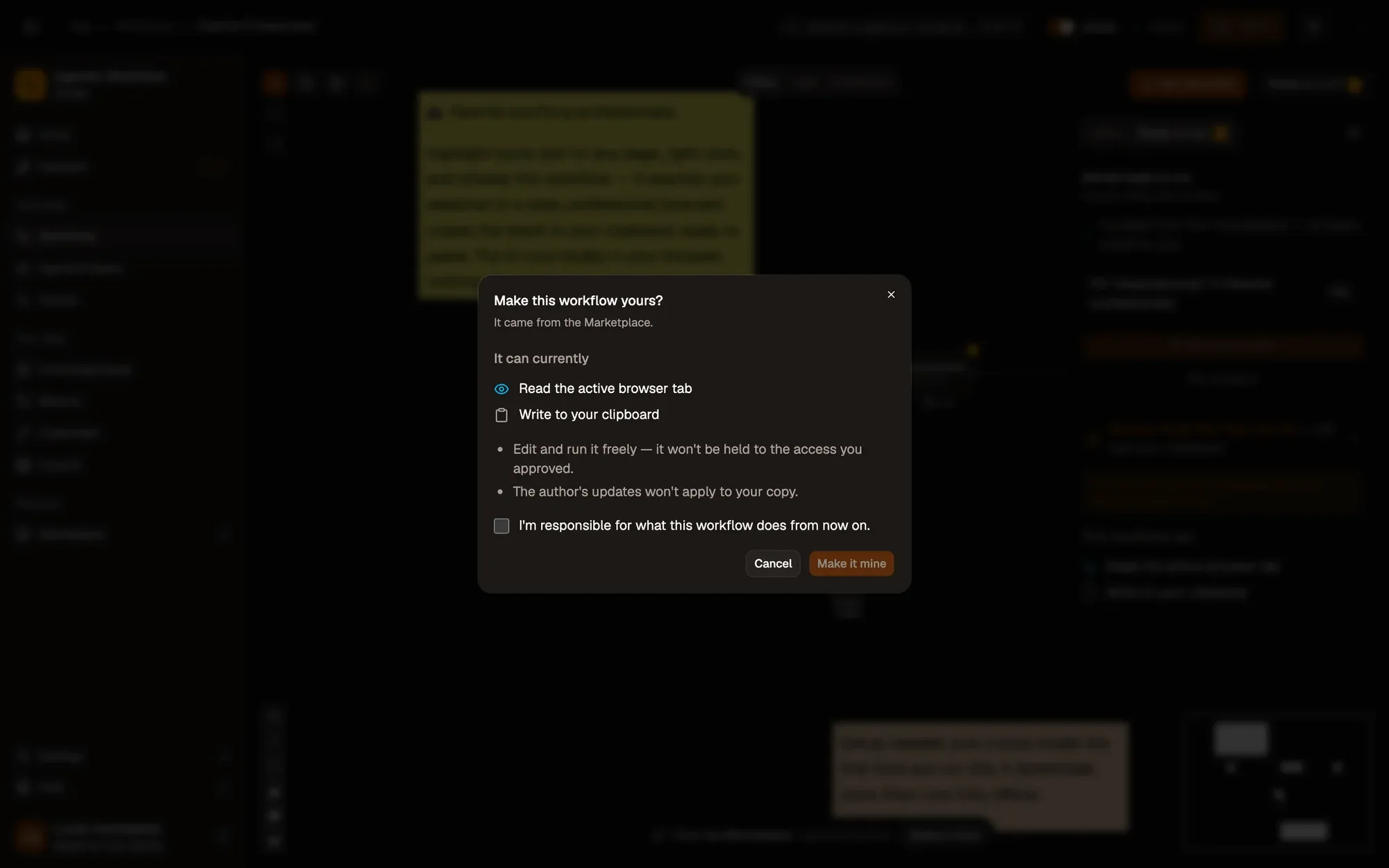 Step 1, close-up of the app: Make it mine, outlined.