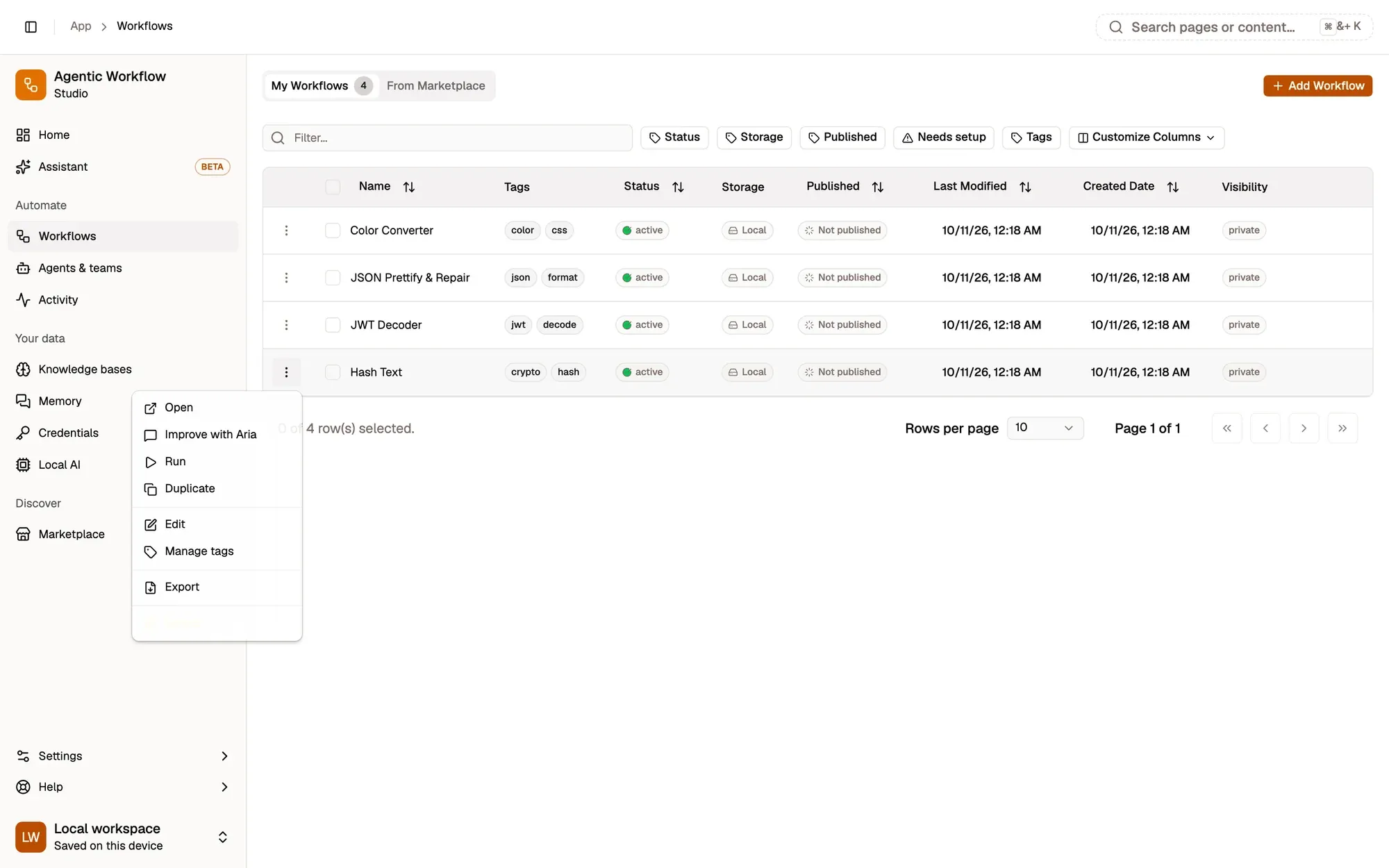 Step 1, close-up of the app: The row menu (⋮), outlined.